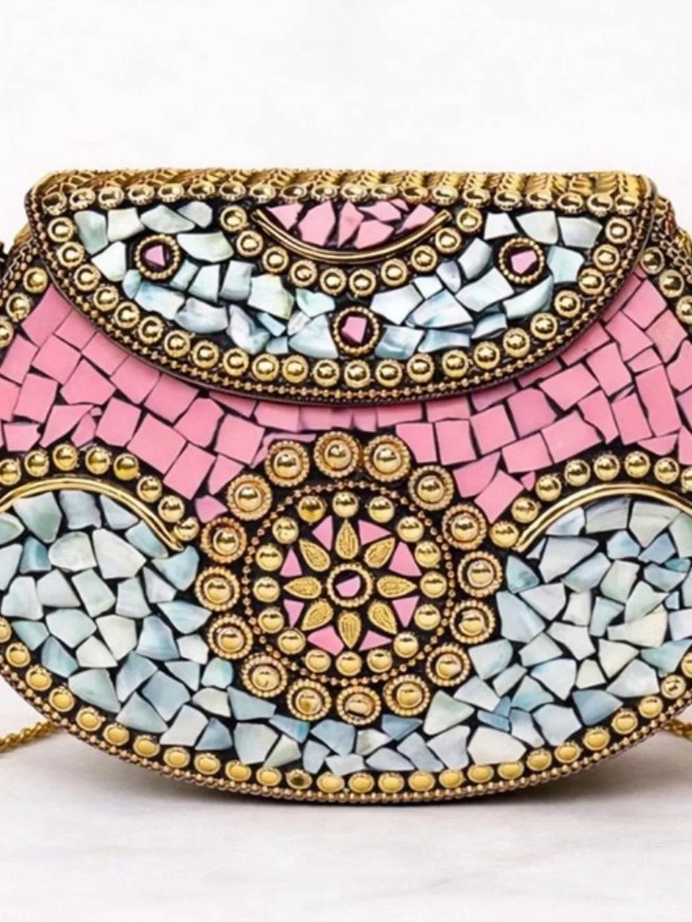 Ramla Pink Mosaic Crossbody Bag